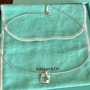 Tiffany & Co. Cross Cutout Pendant Omega Chain Necklace
